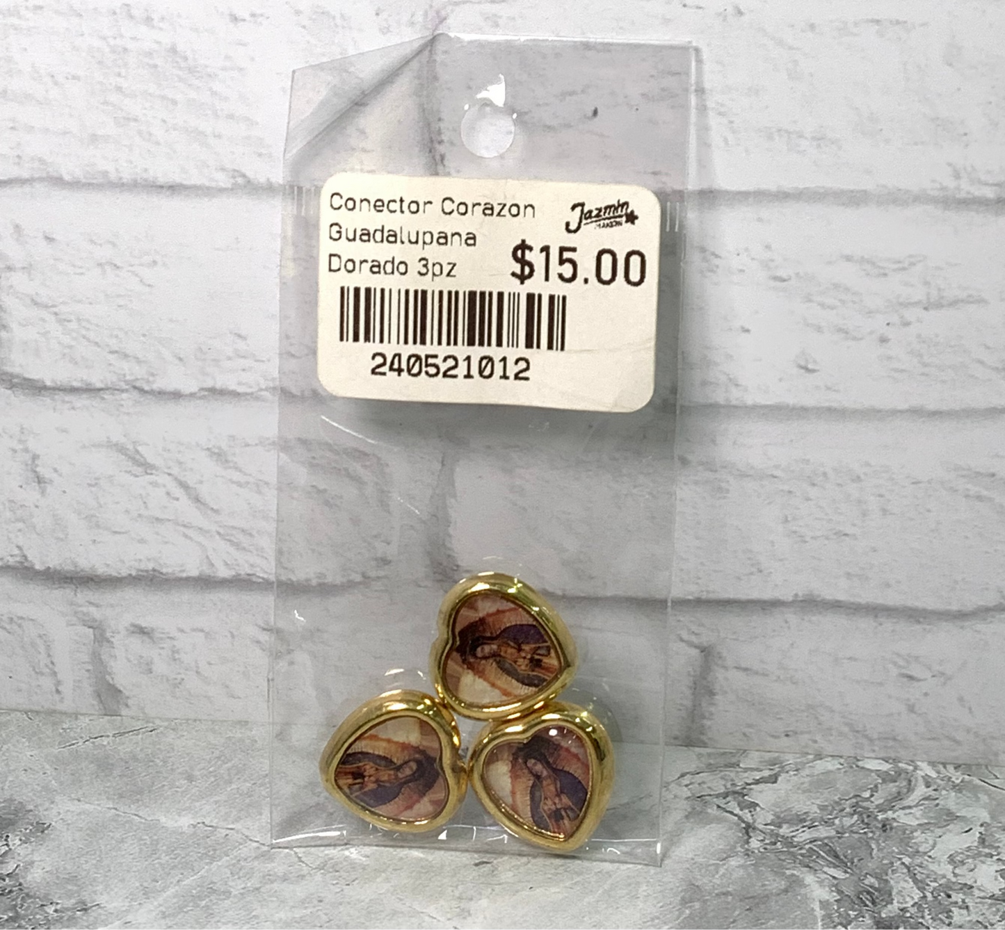 CONECTOR CORAZON GUADALUPANA DORADO