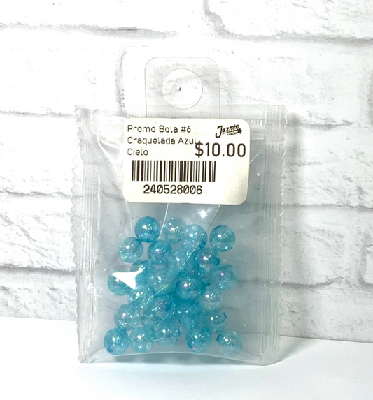 PROMO BOLA #6 CRAQUELADA AZUL CIELO